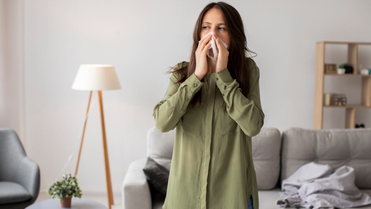 Woman dealing with allergy